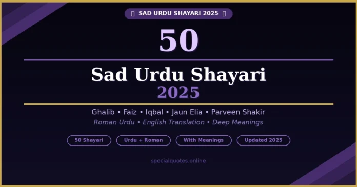 sad Urdu shayari 2025 by Ghalib Faiz Iqbal Jaun Elia Parveen Shakir